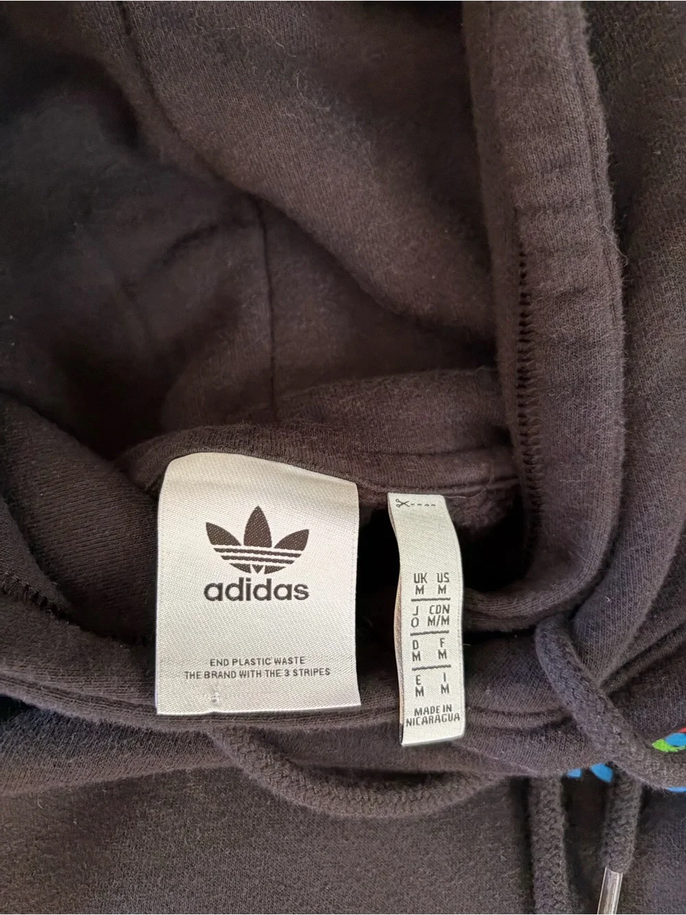 adidas Black Hoodie with Subtle Multicolor Logo
